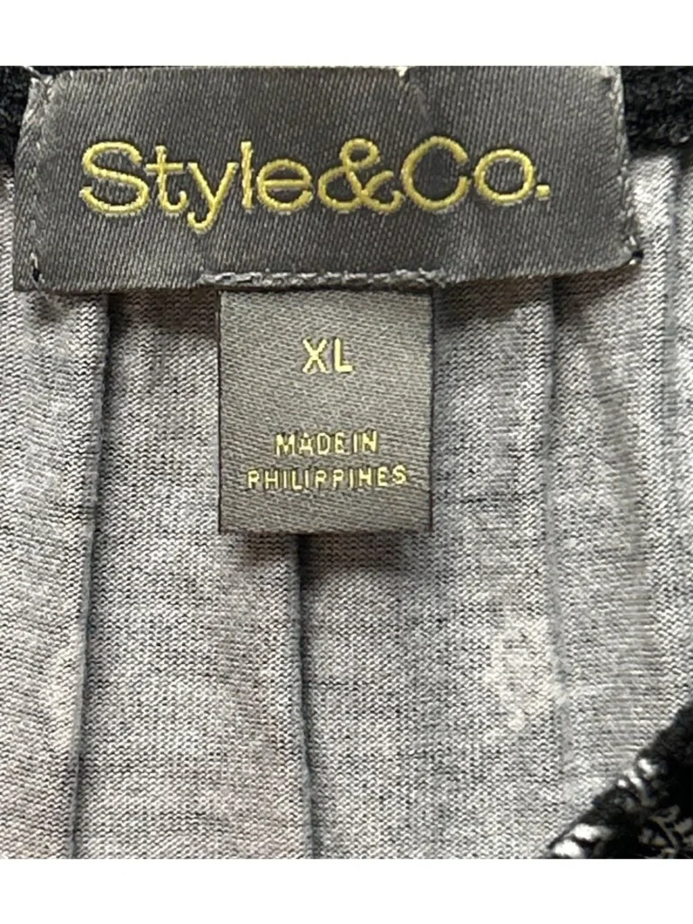 Style & Co Womens XL Black & White Off-The-Shoulder Knit Top Deep Black Combo - Picture 7 of 8